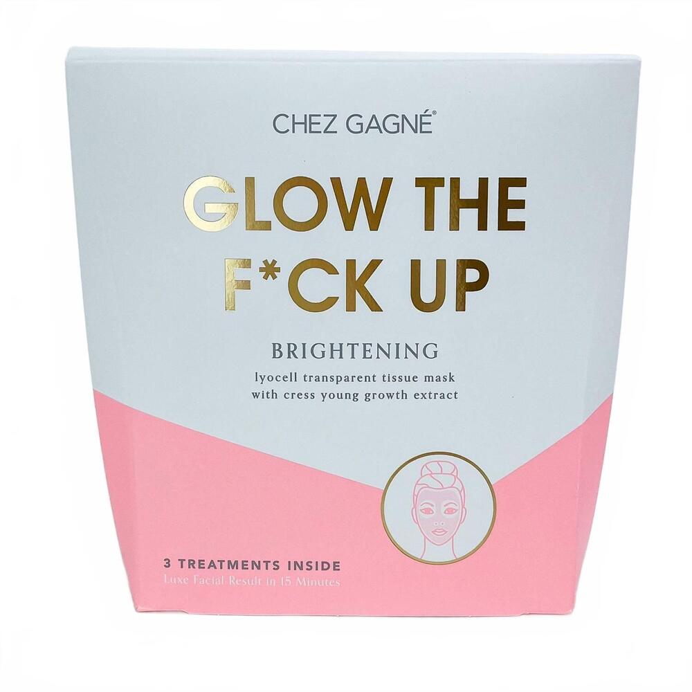 NEW CHEZ GAGNÉ glow the f*ck up facial sheet masks - boxed set of 3 in pink